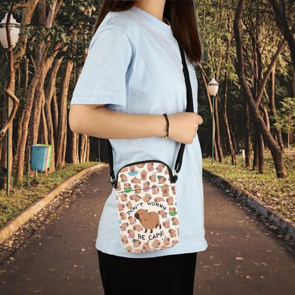 Capybaras Bag Animals Theme Gift Funny Don’t Worry Be Capy Crossbody Bag Animal - Picture 5 of 7
